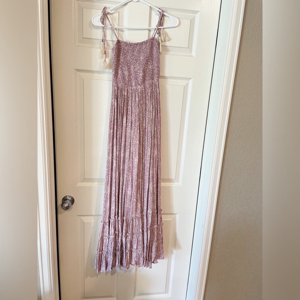 Vici Smoked Tassel Tie Maxi Dress